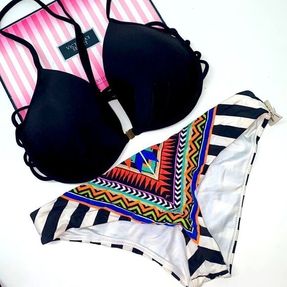 🔥VICTORIA SECRET SWIMSUIT 2pc 34C push-up  //Xsmall New #1 - Picture 3 of 9